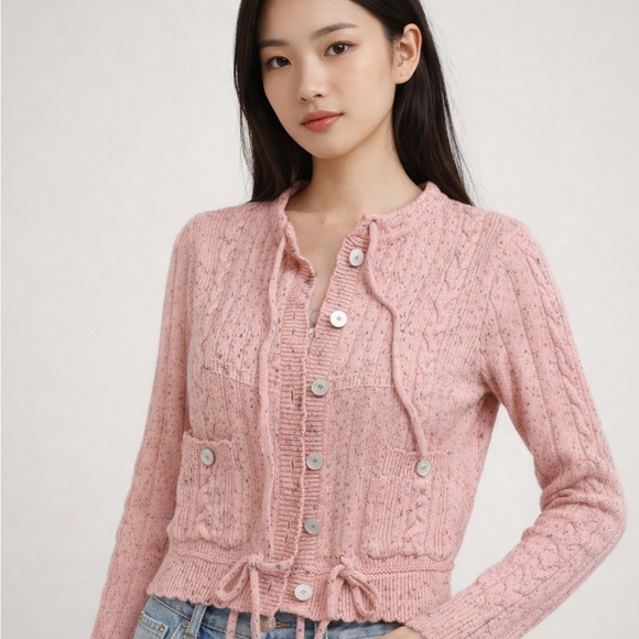 CHANEL Sweaters - CHANEL Pink Button-Up Cardigan